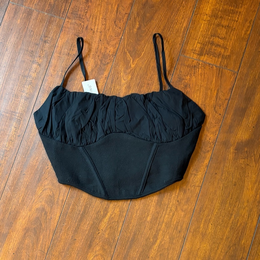 Timing Ruched  Bustier Crop Top Slender Adjustable Straps Sz SM